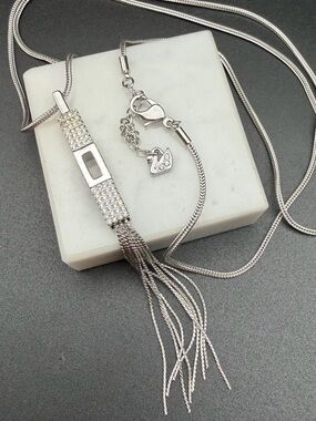 Vintage Swarovski pendant Necklace #808 Crystal Pave Bar